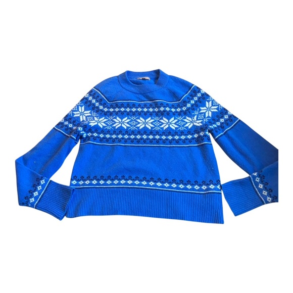 Fair Isle crewneck sweater in Supersoft yarn Bright Grotto Sz S - Picture 2 of 7